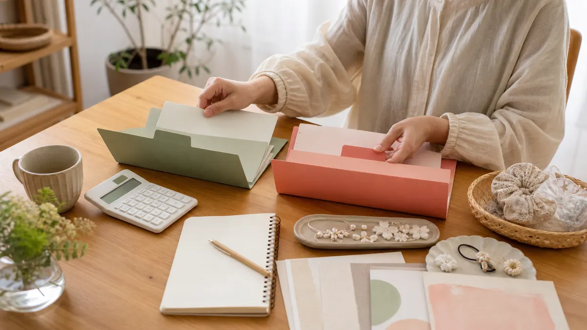 ハンドメイド販売の数字と費用をノートで整理する作業